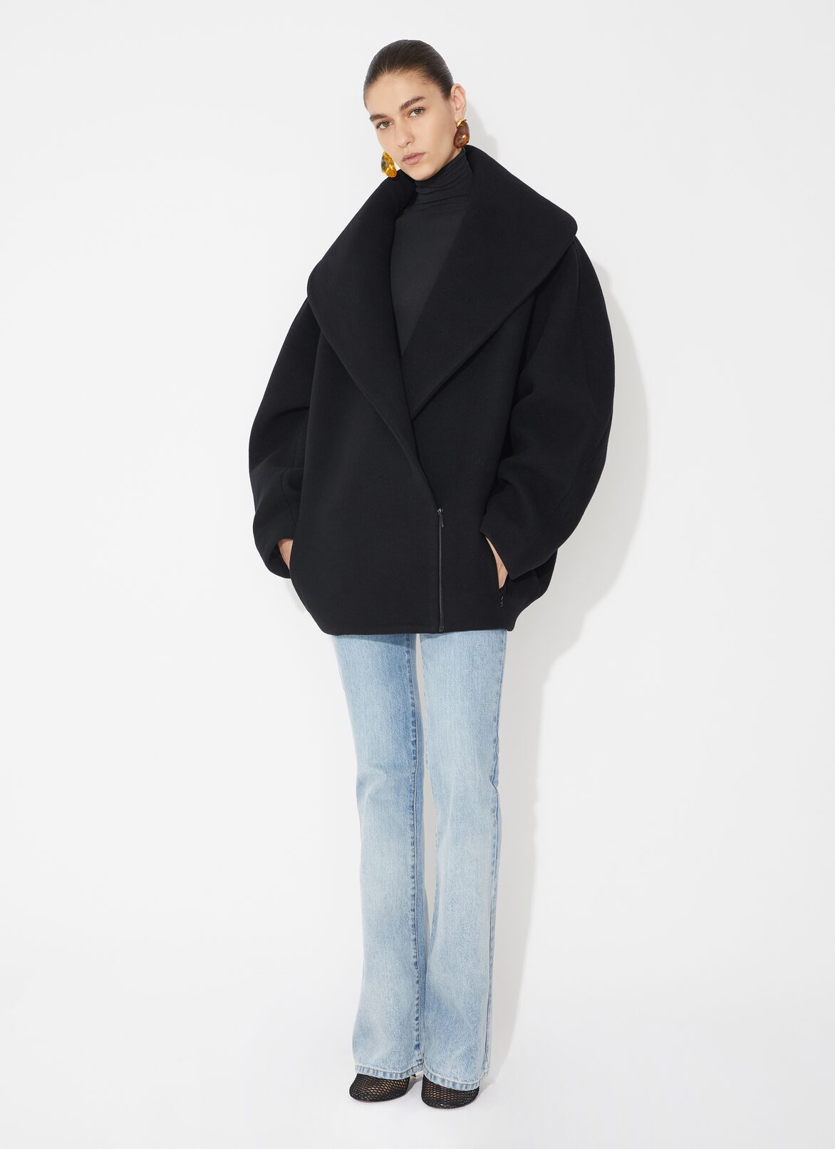 Round wool caban ALAÏA BLACK ROUND WOOL CABAN